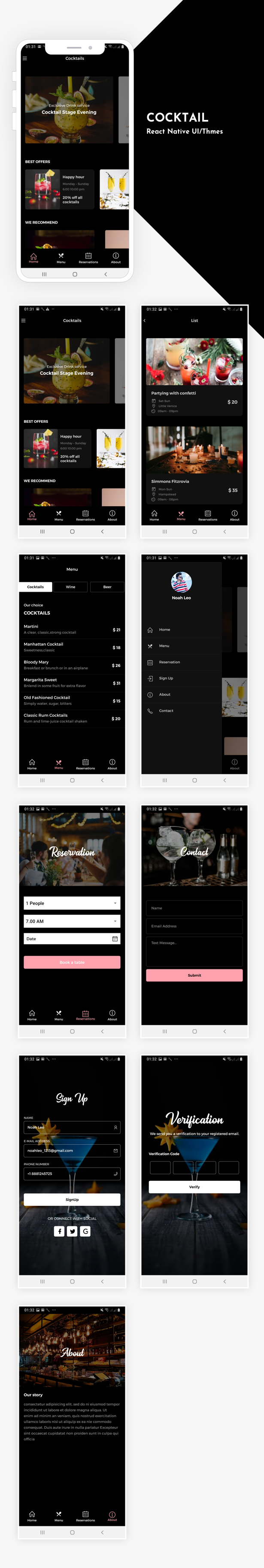 Cocktail Bar App UI