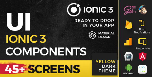 Ionic 3 / Angular 6 UI Theme /  Template App - Multipurpose Starter App - Neon Blue Dark - 6