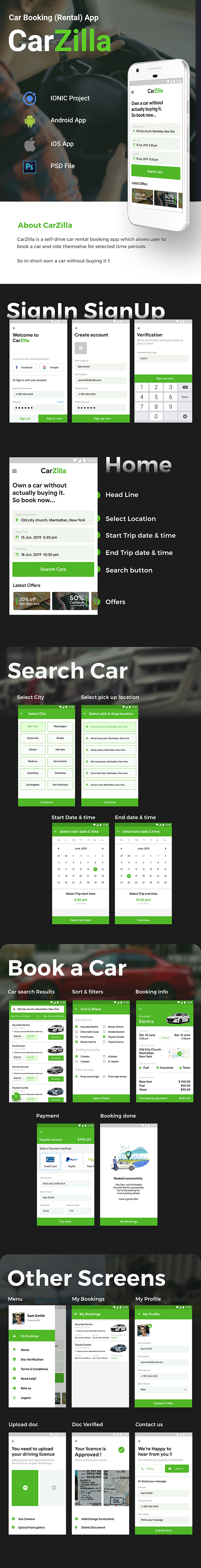 Rental Booking Self driving Car Android App + iOS App Template | HTML + Css IONIC 3 | CarZilla - 2