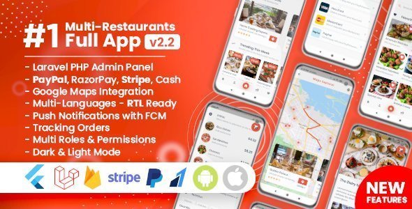 Food Delivery Flutter + PHP Laravel Admin Panel Flutter Food &amp; Goods Delivery Mobile App template