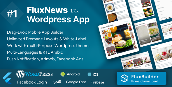 FluxNews - Flutter mobile app for Wordpress Flutter Ecommerce Mobile App template