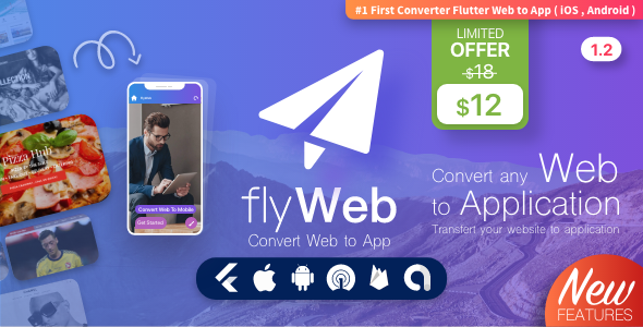 FlyWeb for Web to App Convertor Flutter + Admin Panel Flutter  Mobile App template