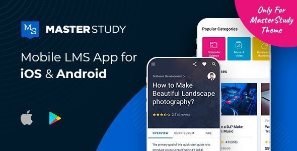 MasterStudy LMS Mobile App - Flutter iOS & Android Flutter Books, Courses &amp; Learning Mobile App template