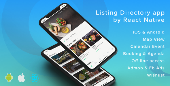 ListApp - Listing Directory mobile app by React Native (Expo version) React native  Mobile App template