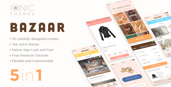 BAZAAR - Ionic Template (free optional WooCommerce integration)