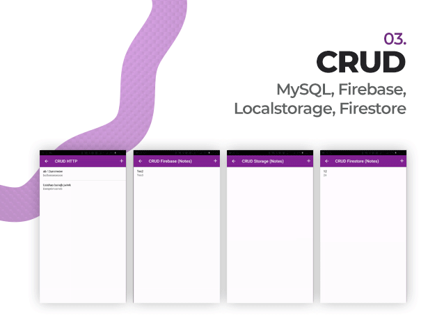 CRUD using MySQL, Firebase, Localstorage