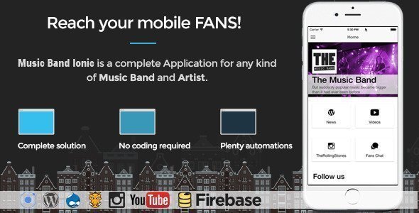 Music Band Ionic 3 - Full Application Ionic Music &amp; Video streaming Mobile App template