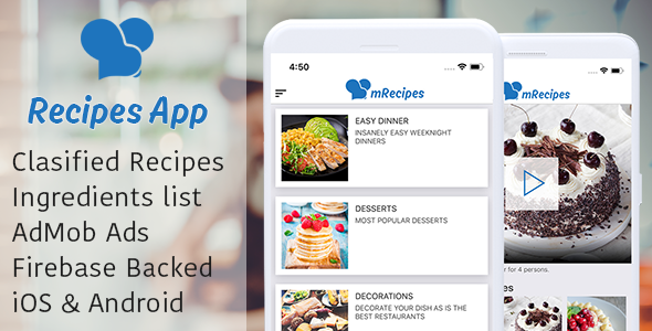 Recipe App - Complete React Native App for recipes React native  Mobile App template