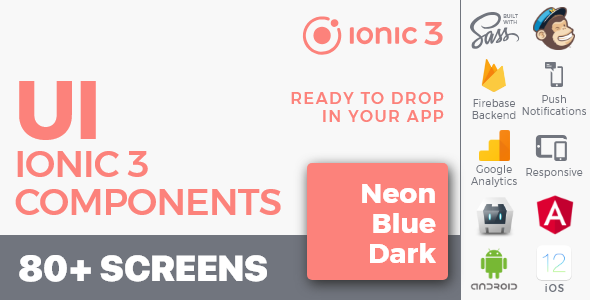 Ionic 3 / Angular 6 UI Theme / Template App - Flat Red Light