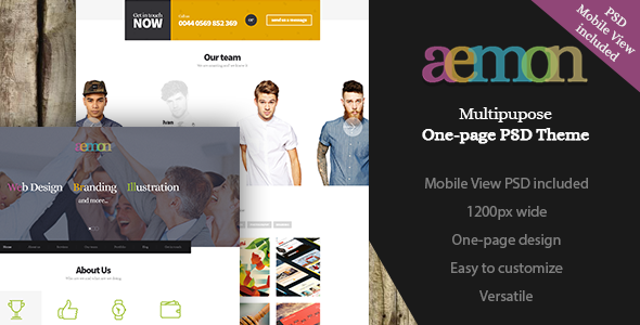 Aemon | Multipurpose One-Page PSD Theme icon