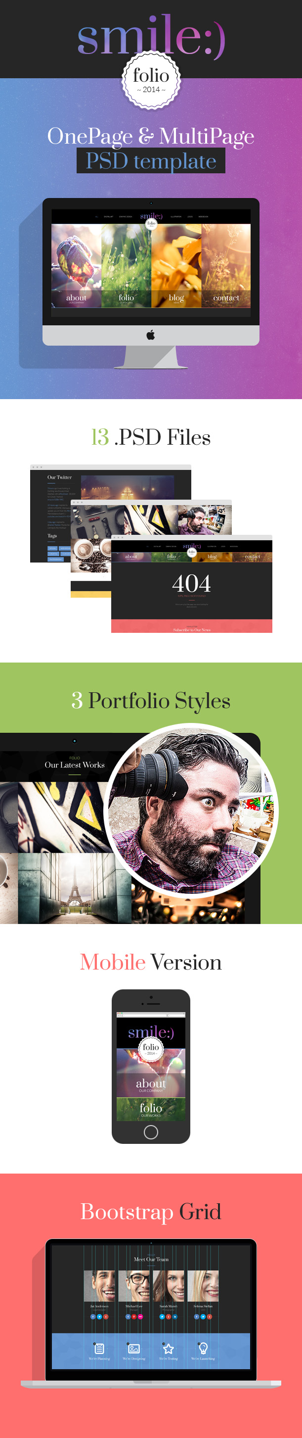 smile PSD bootstrap template