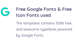 Free Google Fonts and Icon Fonts used