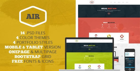 AIR - OnePage & Multipage PSD template  News &amp; Blogging Design 