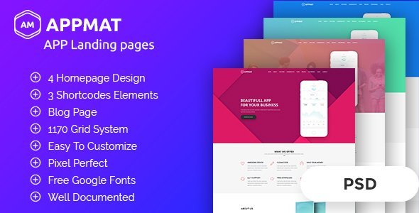 APPMAT - App Landing Page PSD Template