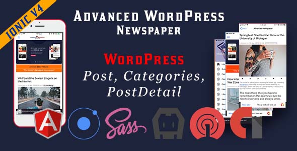 Advanced WordPress Newspaper Ionic 4 Full Mobile Application