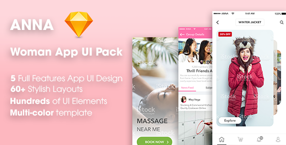 Anna | Women Mobile App UI Pack  Ecommerce Design Uikit