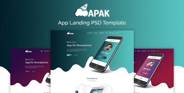 Apak - App Landing PSD Template   Design App template
