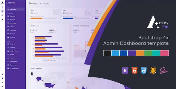 Arrowlite - Bootstrap 4x Admin Template and uikit   Design Dashboard