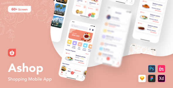 Ashop - Shopping Mobile App  Ecommerce Design 