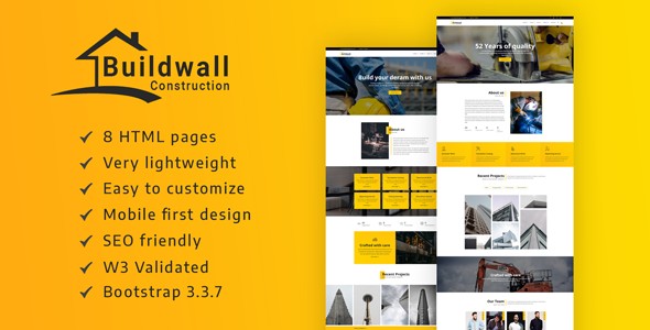 BUILDWALL – A Lightweight & Modern Construction Template   Design Uikit