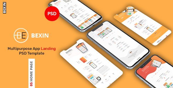 Bexin - App Landing PSD Template