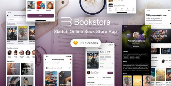 Bookstora - Sketch Online Book Store App  Ecommerce Design Uikit