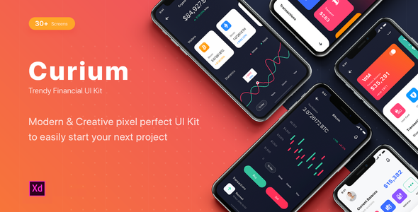 CURIUM - Financial UI Kit for Adobe XD  Finance &amp; Banking Design Uikit