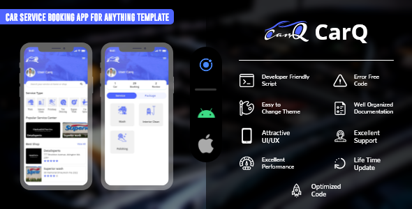 CarQ - Car Wash App Development Vehicle Detailing Ionic 5 Template Ionic  Mobile App template