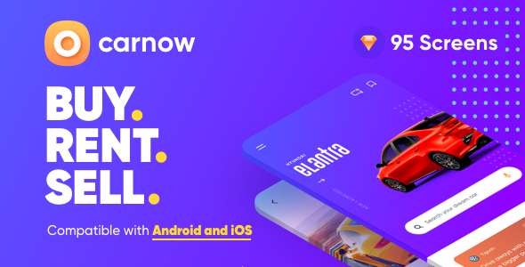 Carnow - New Car, Used Car, Sell Car and Rental Car Mobile UI Kit for sketch App  Travel Booking &amp; Rent Design App template
