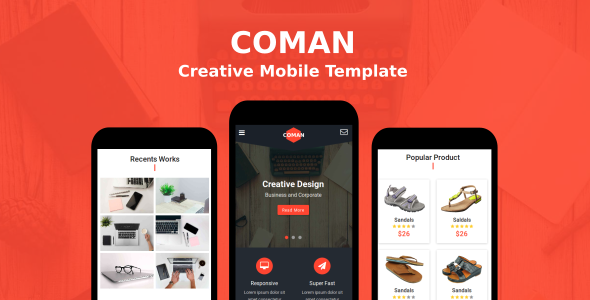 Coman - Creative Mobile Template   Design Uikit
