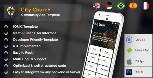 Community Android App + Temple iOS App Template | HTML + Css IONIC 3 | City Church icon