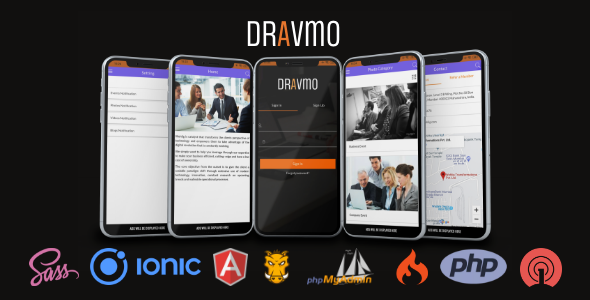 DRAVMO - Ionic ios/Android app Business App Ionic News &amp; Blogging Mobile App template