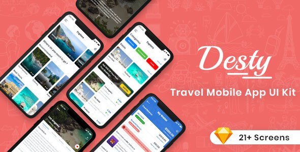 Desty - Travel App UI Kit  Chat &amp; Messaging Design Uikit
