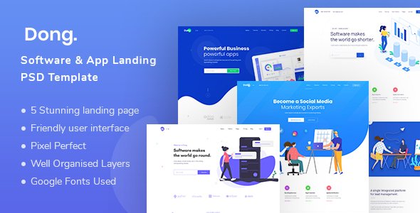 Dong - Software and App Landing PSD Template icon