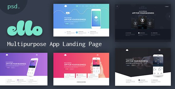 ELLO - Multipurpose App Landing PSD Template