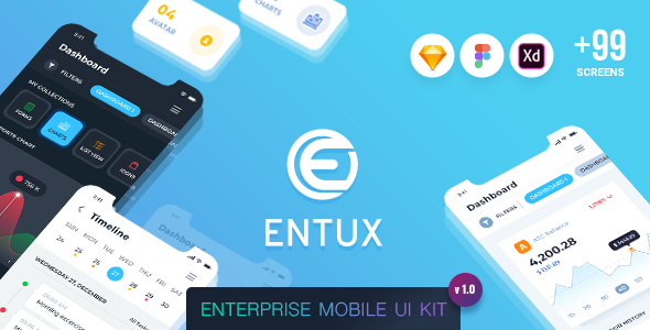 ENTUX Enterprise Mobile UI Kit  Finance &amp; Banking Design Uikit
