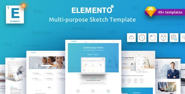 Elemento - Multi-Purpose Sketch Template for Startups  Multipurpose Design 