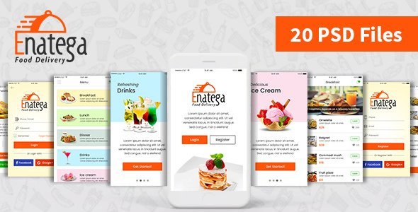 Enatega - Food Delivery Mobile App PSD  Food &amp; Goods Delivery Design 
