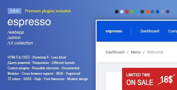 Espresso - A Responsive Bootstrap 4 webapp admin panel   Design 