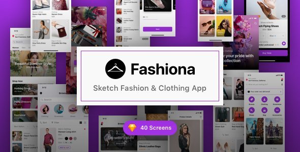 Fashiona - Sketch Fashion & Clothing App  Ecommerce Design Uikit