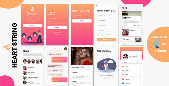 FindMe Flutter Android Dating app UI theme Flutter Chat &amp; Messaging Mobile App template