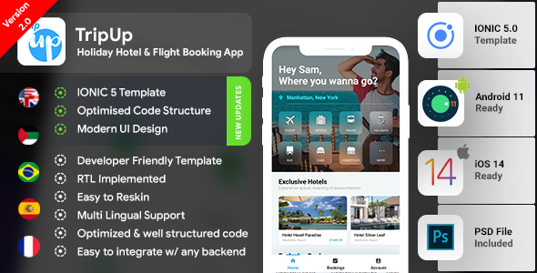 Flight Booking Android App + Flights iOS App Template| Hotel Booking App| IONIC 5| TripUp icon