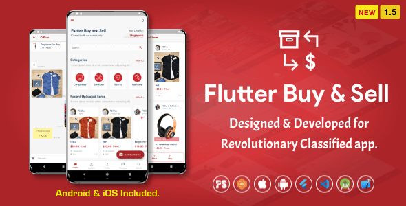 Flutter BuySell For iOS Android ( Olx, Mercari, Offerup, Carousell, Buy Sell, Classified ) ( 1.5 ) Flutter Chat &amp; Messaging Mobile App template