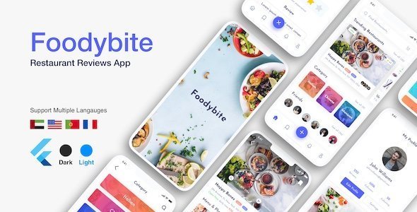 Flutter Foodybite: Restaurant reviews app Flutter Food &amp; Goods Delivery Mobile App template