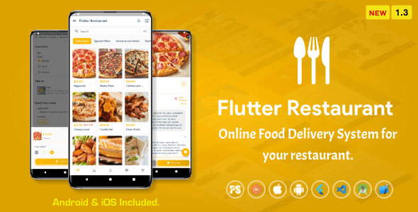 Flutter Restaurant ( Online Food Delivery System For iOS and Android ) 1.3 icon