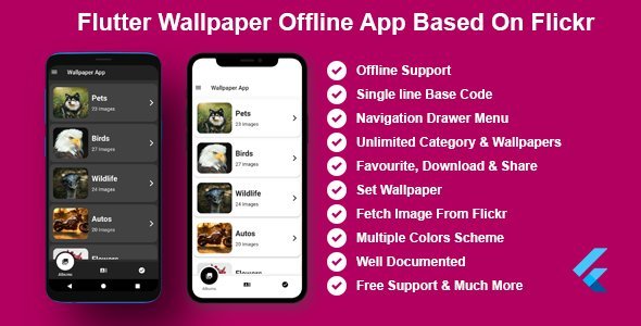Flutter Wallpaper Offline App Bases on Flickr Flutter  Mobile App template