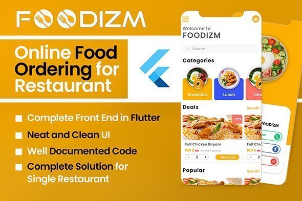 Foodizm - Restaurant Food Ordering App UI Kit in Flutter icon