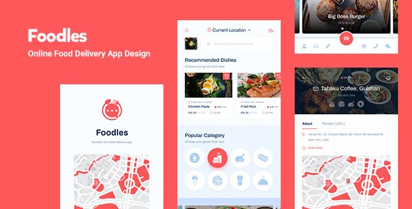 Foodles - Food Delivery Mobile App Design  Food &amp; Goods Delivery Design Uikit