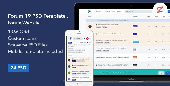 Forum 19 - Forum Website PSD Template icon