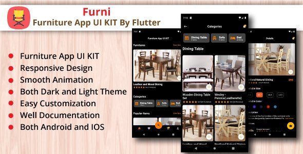 Furni - Furniture App UI Kit By Flutter Flutter Ecommerce Mobile Ukit